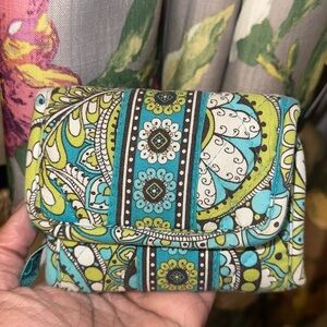 Vera Bradley Peacock Blue Pocket Wallet Excellent Retired Rare